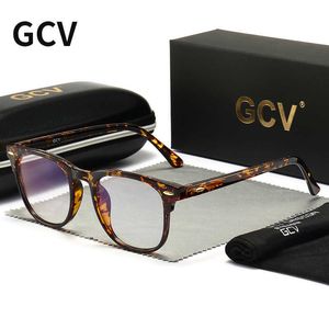 Sunglasses Frames GCV Brand Rivets Square Frames Men Women The Blu-Ray Computer Goggles Ultralight Blue Light Johnny Depp Same Paragraph Glasses T2201114