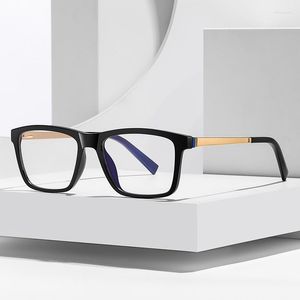 Monturas de gafas de sol para hombre, montura de gafas de Metal de acetato de negocios cuadradas para lentes ópticas, gafas antiazules, gris transparente para mujer
