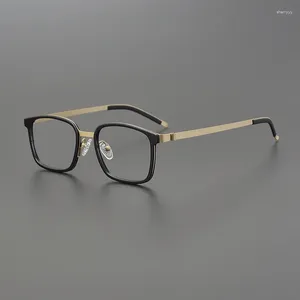 Monturas de gafas de sol de fibra de acetato con montura cuadrada sin tornillos vintage que se pueden equipar con gafas graduadas.