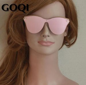 Gafas de sol Goqi 2018 Gafas de sol polarizadas de color rosa con flash, gafas de sol de marca popular para exteriores con montura completa de gran tamaño, envío gratis