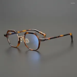 Gafas de sol Polígono hecho a mano Gafas de lectura Men Mujeres Vintage Balck Tortoise Seentas marco Masculino Anti azul Prescripción Expectáculos