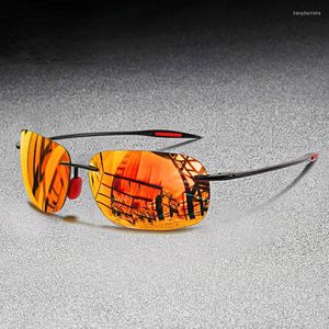 Gafas de sol de alta calidad para hombre, gafas de sol de lujo sin montura para conducir, para deportes al aire libre, pesca, gafas de sol, montura ultraligera Pochrome UV400