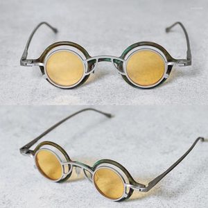 Gafas de sol Nicho de extremo de alta calidad RG1911 Latón oxidado vintage Titanio puro con el mismo estilo de montura y moderno