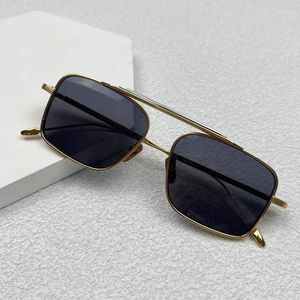 Gafas de sol JACQUES MARAGE MARIF SCARPA Series Double Bridge Golden Men Shades Pilot Style Gafas solares de titanio puro