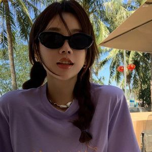 Gafas de sol Estilo coreano Mujeres Fashon Forma ovalada Protección UV400 Gafas de sol para vacaciones al aire libre