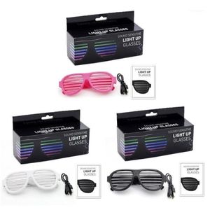 Gafas de sol que se iluminan, gafas de discoteca que reaccionan al sonido, música, persianas de obturador recargables, fiesta LED Rave que brilla en la oscuridad14814566274m