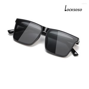 Gafas de sol LOCKSOSO para hombre y mujer, gafas de sol polarizadas UV400 de alta calidad para conducir, montura TR, visión nocturna cuadrada pequeña, mediana y grande