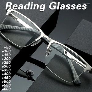 Gafas de sol MDOD Gafas de lectura para hombres 0.5 a 4.0 Lente de negocios Marco de metal Óptico Anti Luz azul Presbicia con clase