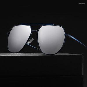 Gafas de sol para hombre, espejo polarizado para mujer, gafas de sol de conducción de mercurio azul, gafas de sol de Metal UV400, montura de gafas de piloto, gafas de pesca