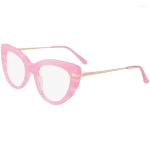 Gafas de sol Calidad Acetatos ligeros Marco grande Cateye Mujeres 50-20-42 Moda Retro-Vintage Gafas ópticas Anti-Bluelight Eyewear