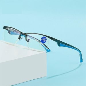 Gafas de sol Gafas de lectura Hombres y mujeres Alta calidad Metal Medio marco Anti azul Presbicia Anteojos Antifatiga Computadora GafasSunglasse