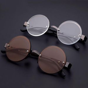 Lunettes de soleil Retro Round Round Anti-Fatigue Lunets de lecture Femmes hommes Thé Clean Lens Glass Presbyopia Cadre Dioptre 1 0-4 0268L