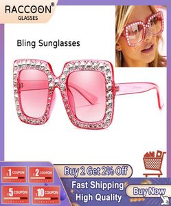 Lunettes de soleil brillant diamant femmes carré brillant cristal lunettes Flash strass lunettes de soleil femme Bling miroir marque Design7064958