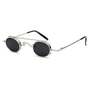 Lunettes de soleil petit ovale femmes rétro Vintage 2023 métal cadre argent or noir Punk Clip sur lunettes de soleil pour hommes cadeau avec boîte FML