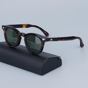 Gafas de sol TOP marca japonesa hecha a mano óptica redonda Premium acetato tortuga hombres Retro gafas clásicas con embalaje completo