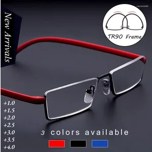Gafas de sol TR90 Gafas de lectura para hombres Anti Blue Light Presbyopic Metal Square Sight Plus Lentes 1.0 a 4.0