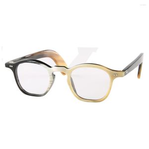 Gafas de sol únicas hechas a mano con borde fino cuadrado negro blanco marrón multicolor cuerno Natural gafas de lectura gafas marco
