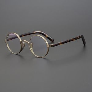 Gafas de sol Vintage Acetato Titanio Gafas Marco Hombres Mujeres Pequeñas Redondas Prescripción Óptica Miopía Anteojos Gafas Moda Gafas de sol Marcos CU1X