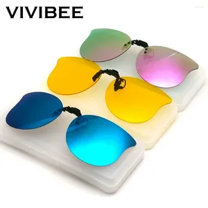 Lunettes de soleil VIVIBEE Cat Eye Femmes Clip sur lunettes de conduite de nuit polarisées Jaune UV400 Pêche Femelle