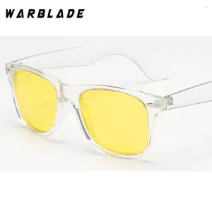 Lunettes de soleil Marque Warblade Unisexe Square Vintage Polarisée Mens Femmes Rivets Night Vision Retro Sun Glasses Gafas OCULOS UV400
