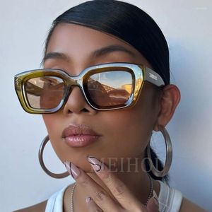 Lunettes de soleil rétro carrées marron pour femmes, verres de marque tendance, de haute qualité, élégantes, UV400