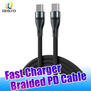Cable PD trenzado de 20 W Cables USB C a USB-C Cables de datos de carga súper rápida duraderos de 3 pies para iPhone 15 14 12 Teléfonos Samsung Android izeso