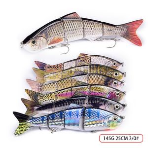 Súper tamaño grande 4 segmentos Peces artificiales VIB Señuelos de pesca 25,5 cm 135 g Buceo profundo Gran láser realista Almizcle Pesca Cebo Ganchos 394 x2