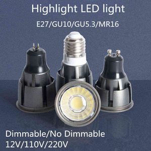 Super Bright Dimmable GU10/GU5.3/E27/MR16 COB 9W 12W 15W Ampoule LED Lampe 85-265V 12V projecteur Blanc Chaud/Blanc Froid led lumière H220428