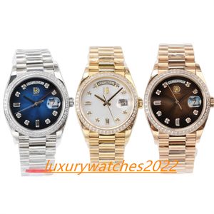 Super Factory 36mm Unix Watch WaterProof Diamond Bezel Daydate Day Date 904L Acier Inoxydable Mouvement Automatique Diver Montres Boîte d'origine