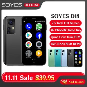 Super Mini Android SmartPhone Téléphones Cellulaires Débloqués Google Play Original SOYES MTK6580 Quad Core 1GB 8GB 5.0MP Dual SIM Mobile Phone