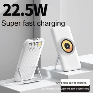 Banque d'alimentation à clignotement rapide de grande taille 22,5 W avec aspiration magnétique et câble intégré portable, alimentation mobile trois en un