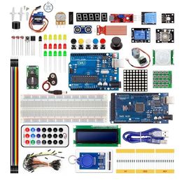 Freeshipping Super Starter Kit pour carte R 3 Mega2560 avec module de capteur 1602 LCD LED servomoteur relais apprentissage Suite de base Soipk