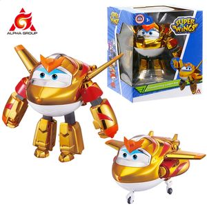 Super Wings S5 Figurines d'action transformables à l'échelle 5, avion Golden Boy en avion robot, cadeaux pour anniversaire garçons filles enfants 240119