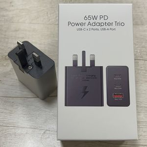 Adaptador de cargador superrápido 65 W Carga rápida 3 puertos USB C Cubos de teléfono móvil PD Cubo de energía para Samsung S22 UE EE. UU. Reino Unido ENCHUFE con caja al por menor