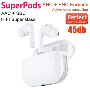 SuperPods Pro 2 3 ANC TWS Bluetooth 5.2 Écouteur actif Amélioration des écouteurs Bes 2500ZP Airoha 1562A Gamer Sports Earbuds