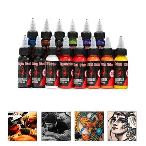 Suministros Juego de 14 botellas de tinta para tatuaje, 1oz, tintas para tatuaje, 30ml, pigmento negro para arte corporal, suministros de maquillaje permanente