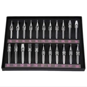 Supplies 22 PCS Tatoo Tips Set Set Innewless Steel Buzzle Tube Tattoo Hine réutilisable Kit chaud Vente