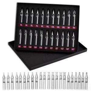 Supplies 22pcs en acier inoxydable tatouage tatouage tube rond diamant magnum rt dt ft tatoue tatoue tatoue ryth