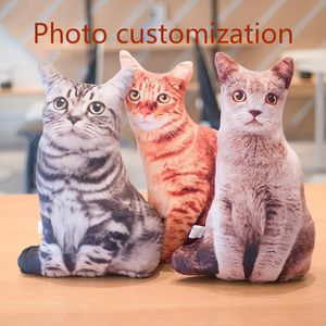 Suministros Nueva foto personalizada gato DIY cojines Simulación 3D Regalo creativo perros almohada Peluches Muñecas Gatos de peluche Dropshipping