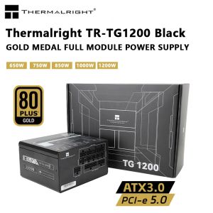 Suministros Thermalright TRTG1200 Black PCIe5.0 ATX3.0 Gold Módulo completo Fuente de alimentación PWM Control StartStop ventil