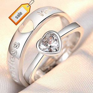 Apoyo muestras gratis estilo coreano circón parejas par anillo aniversario regalo clásico liso anillos a juego corazón pareja anillo