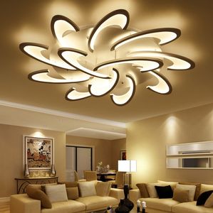 Luces de techo LED modernas montadas en superficie Candelabros para sala de estar Dormitorio Candelabros blancos / negros Lámparas de pantalla de acrílico Iluminación