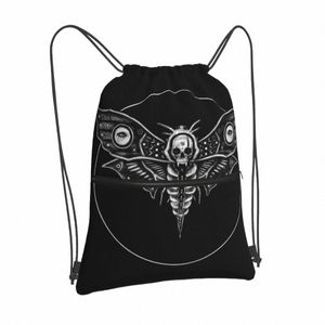 surréaliste Death Moth Sacs à cordon Sacs à dos Pochette Sac École Custom String Design Harajuku Sac à chaussures d'école minimaliste Sport n9aA #