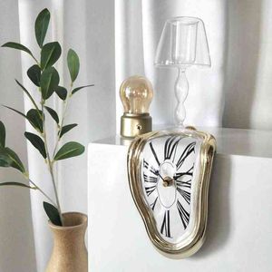 Reloj de pared surrealista de Número Romano trenzado derretido, reloj de pared estilo surrealismo Salvador Dalí, increíble decoración artística para el hogar, regalo H1230