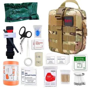 Kit de survie de premiers secours avec pochette tactique IFAK, kit de camping fourni avec 21 articles EMT pour les urgences militaires en plein air