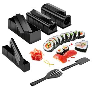 Sushi Tools 10 PcsSet DIY Making Kit Roll Maker Rice Mold Kitchen Japanese Cooking 230201