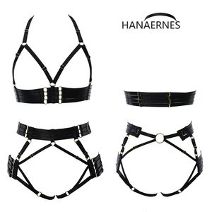 Suspenders HANAERNES Ajuste elástico Punk Dance Disfraz de carnaval Sujetador con tirantes gótico Conjunto de lencería sexy con liga superior ajustada negra para mujer 230921