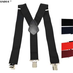 Suspenders Large Strong Clips on Men Suspenders Unisex Braces 50mm Wide 5 Solid Color High Elastic Adjustable Suspender Belt for Heavy Work 230907