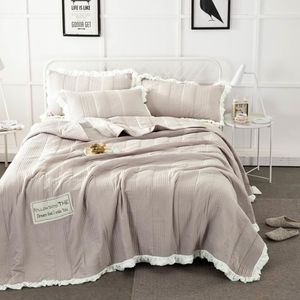 Svetanya Nordic Light Coffee Quilting Summer Quilt Bedspread Set 3Pc Blankets 250x250cm Stitching Bed Covers LJ201016