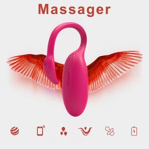 Forme de cygne Intelligent contrôle du son à distance sans fil gode vibrateur saut oeuf Clitoris masseur jouets sexuels pour les femmes se masturber S627